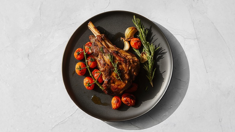 AI-generated image of a Leg of lamb dish.