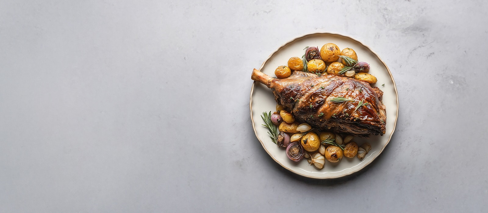 AI-generated image of a Roast lamb dish.