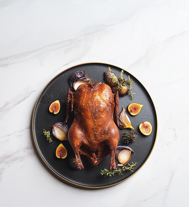 AI-generated image of a Whole duck dish.