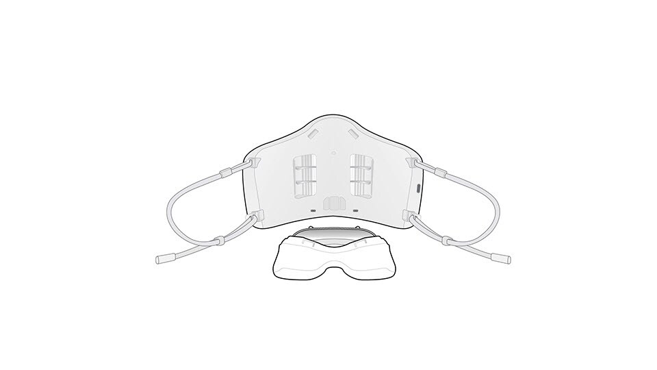 A video begins showing the interior of the PuriCare Wearable Air Purifier with the face guard installed and ear straps extended out. An points down at the top of the face guard and the guard is then folded down and out and removed. Next, the face guard is shown beneath running water and then the video cuts to a front and interior view of the mask side by side. Both masks have debris scattered around and a hand with a cloth reaches in to wipe it away from the outside and interior. Next the interior bottom of the mask is cleaned and then the top. Finally the face guard is installed at the bottom and then folded up to be locked in. A magnified circle comes on the right to show real hands working with the mask to install the face guard easily and then turns it to the camera. Finally the interior of the mask with a clean face guard is shown facing forward.