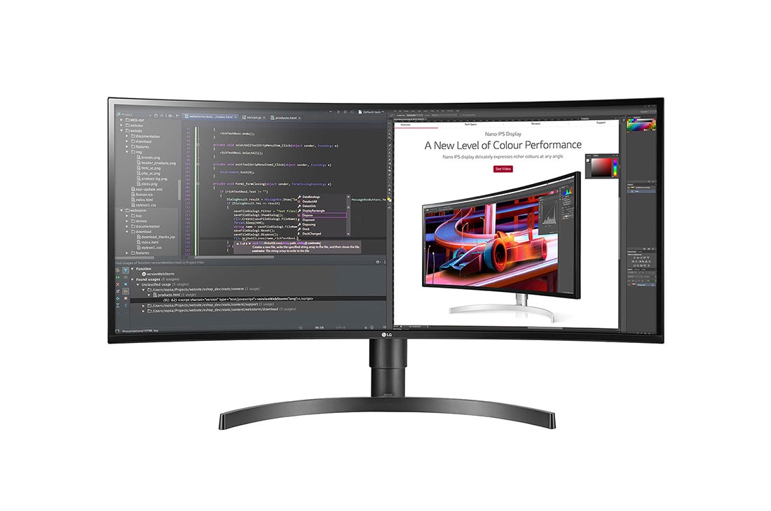 LG 34'' Curved UltraWide™ QHD (3440 x 1440) IPS Monitor, 34WL85C-B