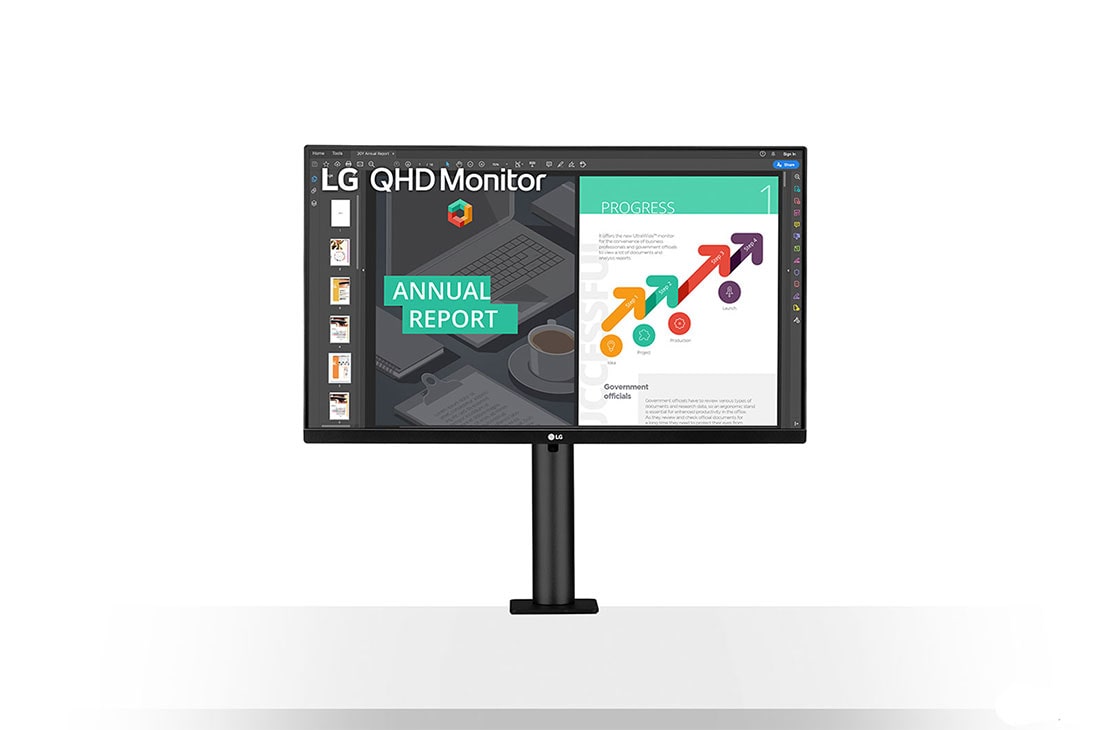 LG 27'' QHD Ergo IPS Monitor with USB Type-C™, LG 27'' QHD Ergo IPS Monitor with USB Type-C™, Front View Monitor Arm On The Right, 27QN880-B, 27QN880-B