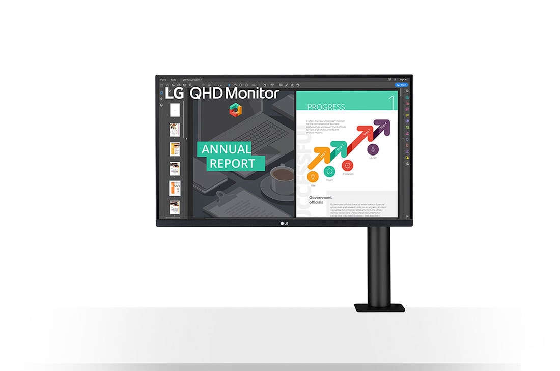 LG 27 Inch QHD IPS Ergo Monitor with AMD FreeSync™, LG 27'' QHD Ergo IPS Monitor with USB Type-C™, Front View Monitor Arm On The Center, 27QN880-B, 27QN880-B, thumbnail 2