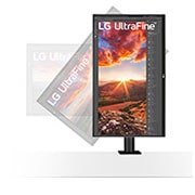 LG Ergo 27 Inch UHD 4K IPS Monitor With USB Type-C™ Ergonomic Monitor, side view of monitor pivoted in the rage of 90˚, 27UN880-B, thumbnail 7
