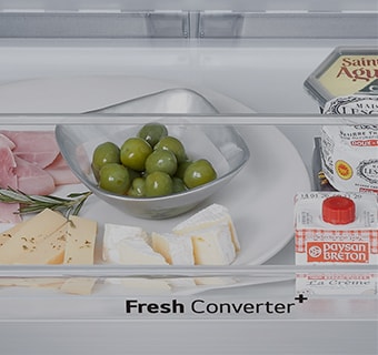 Close up view of the fresh converter feature in an lg multi door refrigerator.