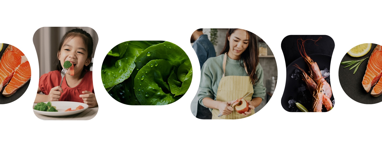 A happy family enjoying cooking with fresh ingredients stored in an lg multi door refrigerator .