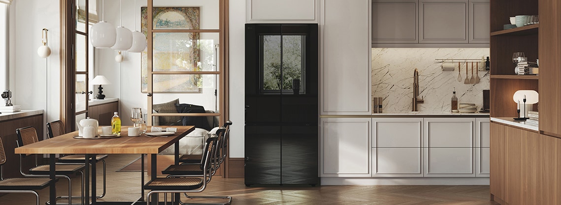 LG multi door fridges with black mirrored doors to complement even the most stylish kitchen spaces.