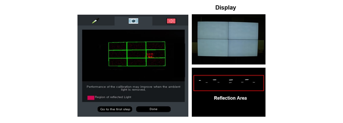 The detecting reflections of SuperSign WB, The display of SuperSign WB