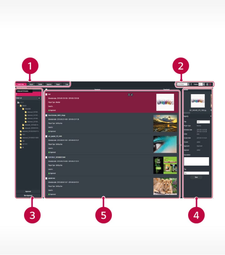 Screen image of SuperSign W scheduling page