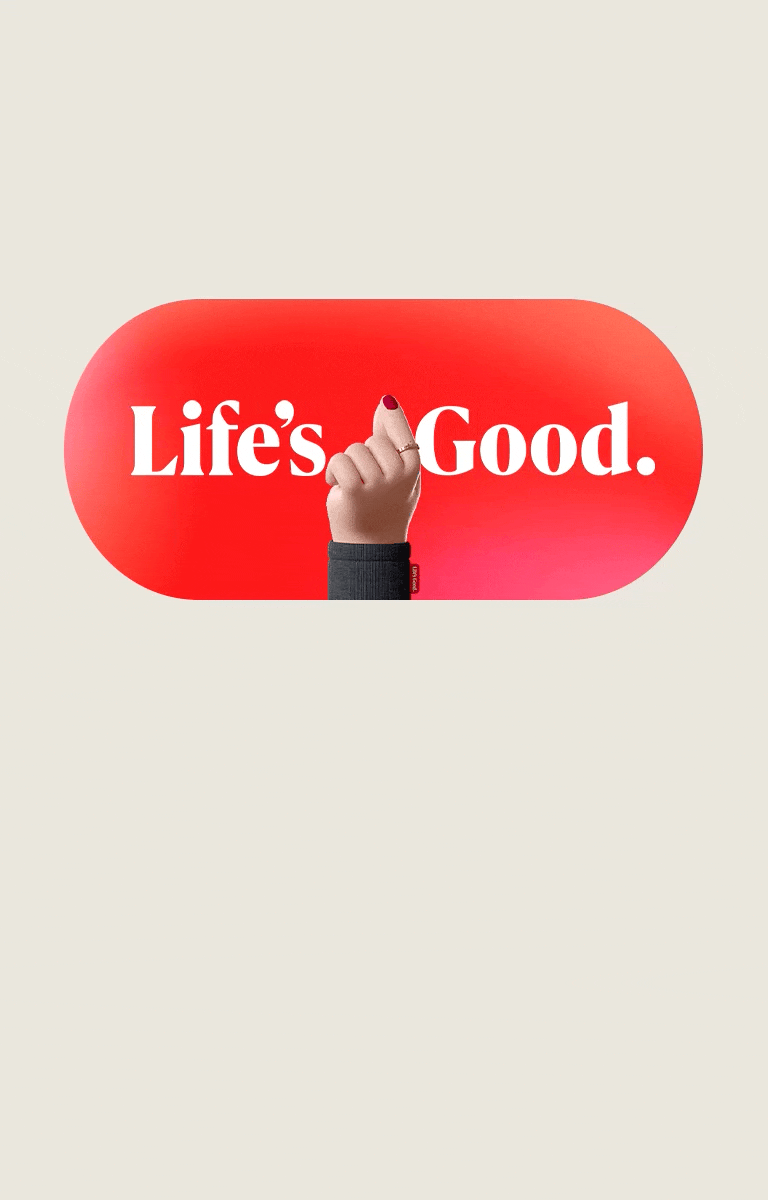 A digital-style hand makes a finger-heart using the thumb and pointer finger, and above the gesture, a red heart shows.