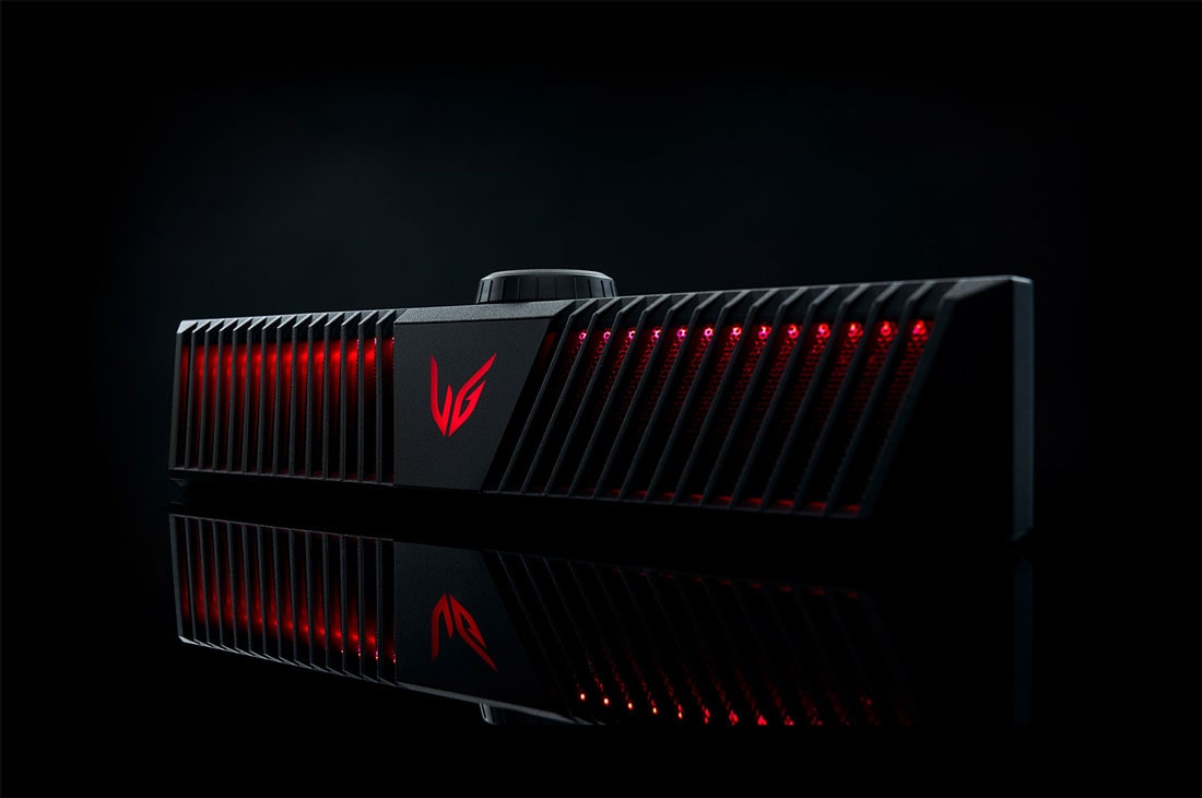 LG UltraGear Gaming Speaker, Front Top view with black backgroud, GP9, thumbnail 3