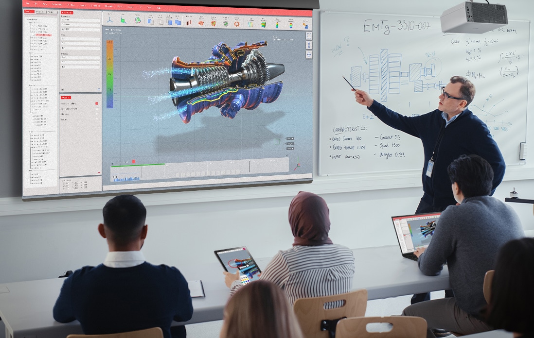 Scenes of LG ProBeam usage in school.