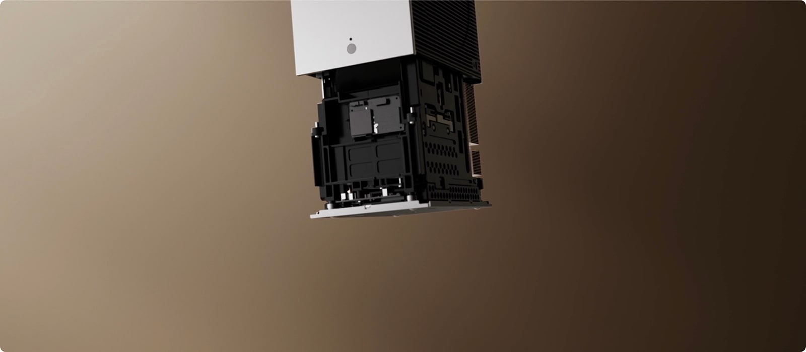 LG CineBeam projector being disassembled and reassembled.	