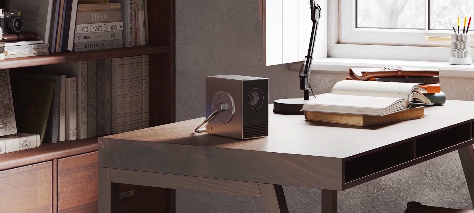 Video of small and modern design of LG CineBeam.	