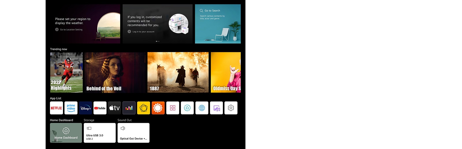 Disney+, YouTube, Apple TV, and more are available and easy to access on webOS 22.