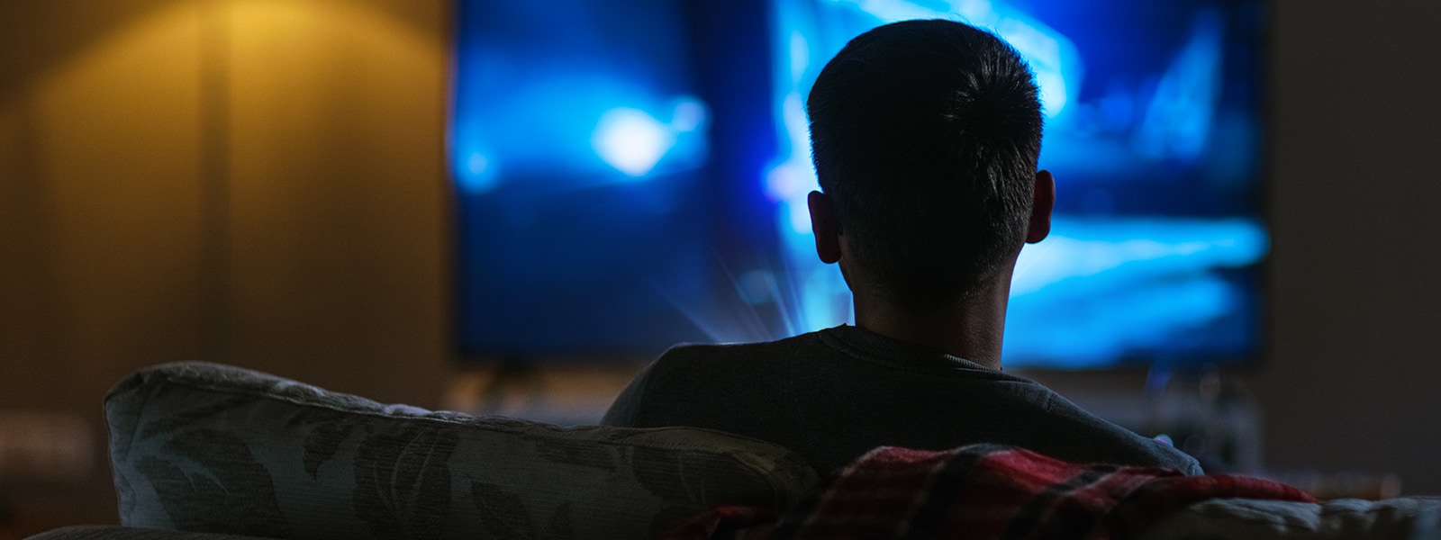 Watching a movie in a narrow room.