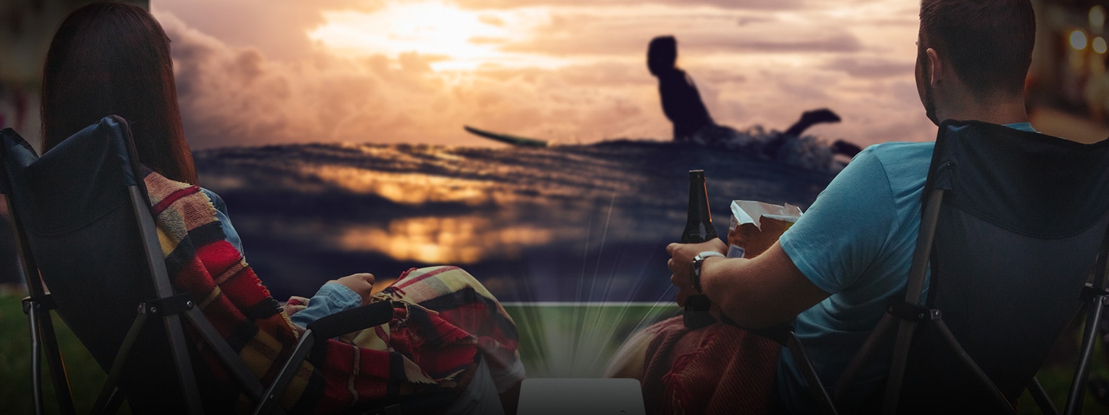 Outdoor movies on the large screen in the backyard or rooftop.