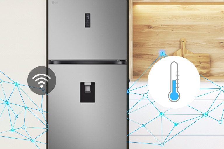 LG top freezer refrigerator using Smart Fresh Air to analyze 3-week usage patterns and optimize cooling performance.