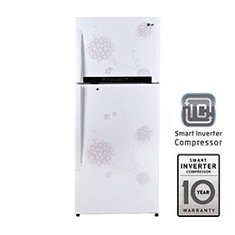 CAPACIOUS TOP FREEZER REFRIGERATOR WITH SMART INVERTER COMPRESSOR & PINK FLORAL BOUQUET WHITE DESIGN2