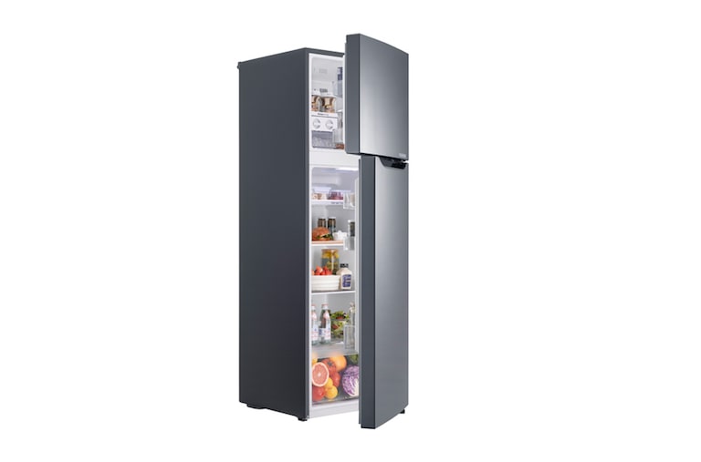 LG Shiny steel Top Freezer Refrigerator with a wave design pocket , GN-B332SLCL, thumbnail 3