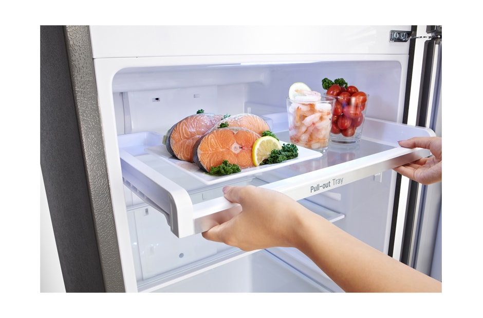 LG Shiny steel Top Freezer Refrigerator with a wave design pocket , GR-B302SLHL, thumbnail 7