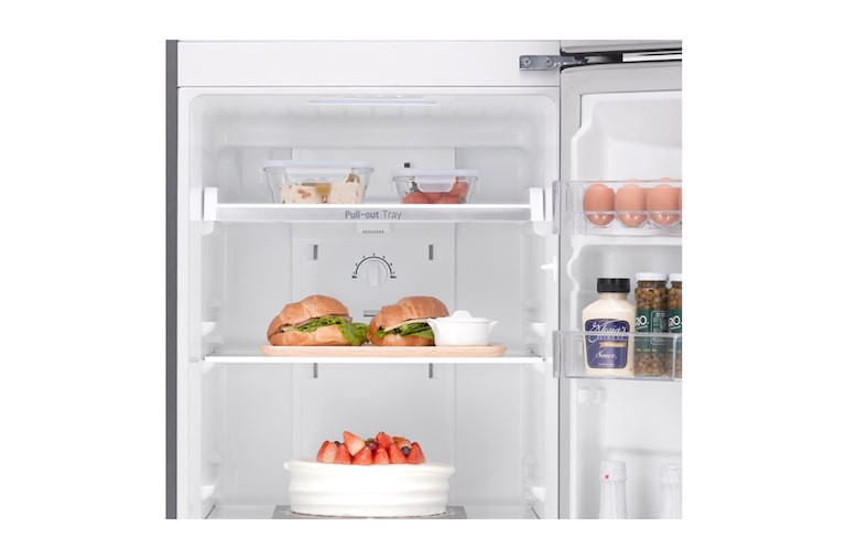 LG Shiny steel Top Freezer Refrigerator with a wave design pocket , GN-B262SLCL, thumbnail 6