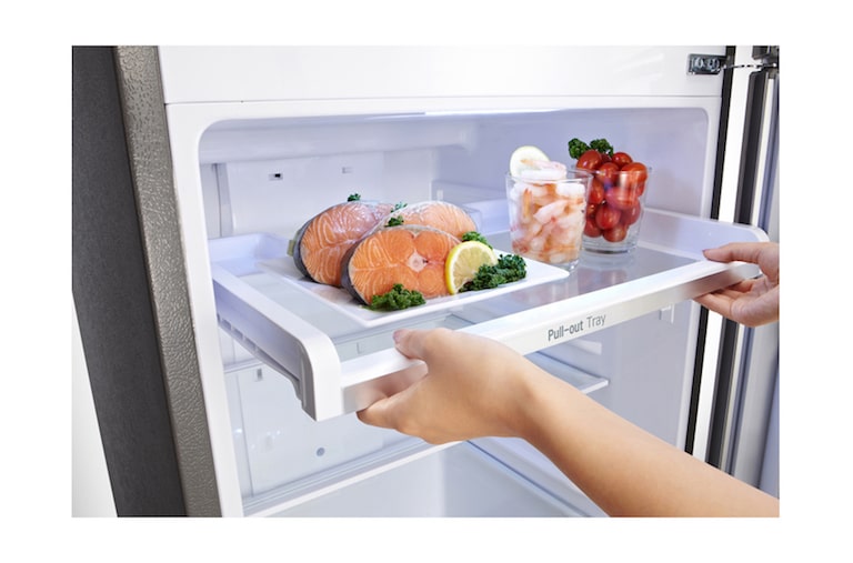 LG Shiny steel Top Freezer Refrigerator with a wave design pocket , GN-B232SLCC, thumbnail 7