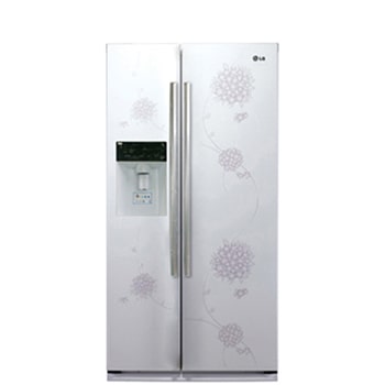 Side-by-Side Shiny Bouquet Floral White FRIDGE WITH NON-PLUMBED WATER AND ICE DISPENSER1