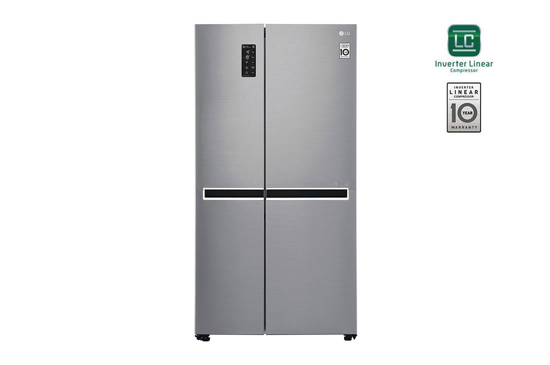 LG Side by Side Refrigerator, Platinum Silver, Inverter Linear Compressor, Mega Capacity, Smart Diagnosis™ | LG UAE