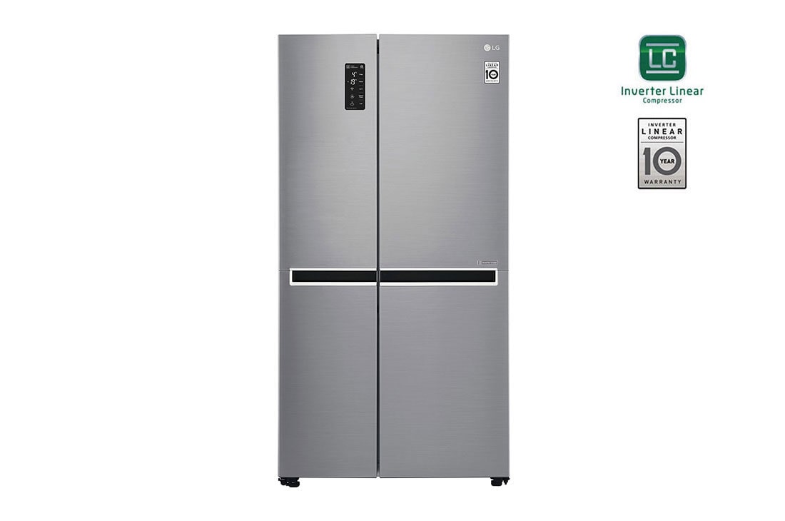 LG Side by Side Refrigerator, Platinum Silver, Inverter Linear Compressor, Mega Capacity, Smart Diagnosis™, GR-B257SLLV