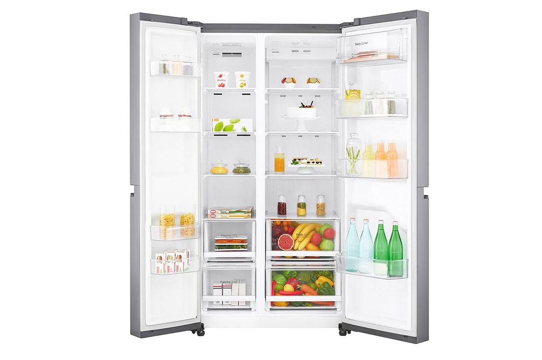 LG Side by Side Refrigerator, Platinum Silver, Inverter Linear Compressor, Mega Capacity, Smart Diagnosis™, GR-B257SLLV, thumbnail 2
