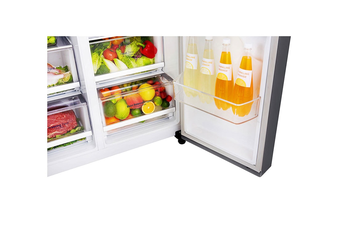 LG Side by Side Refrigerator, Platinum Silver, Inverter Linear Compressor, Mega Capacity, Smart Diagnosis™, GR-B257SLLV, thumbnail 3