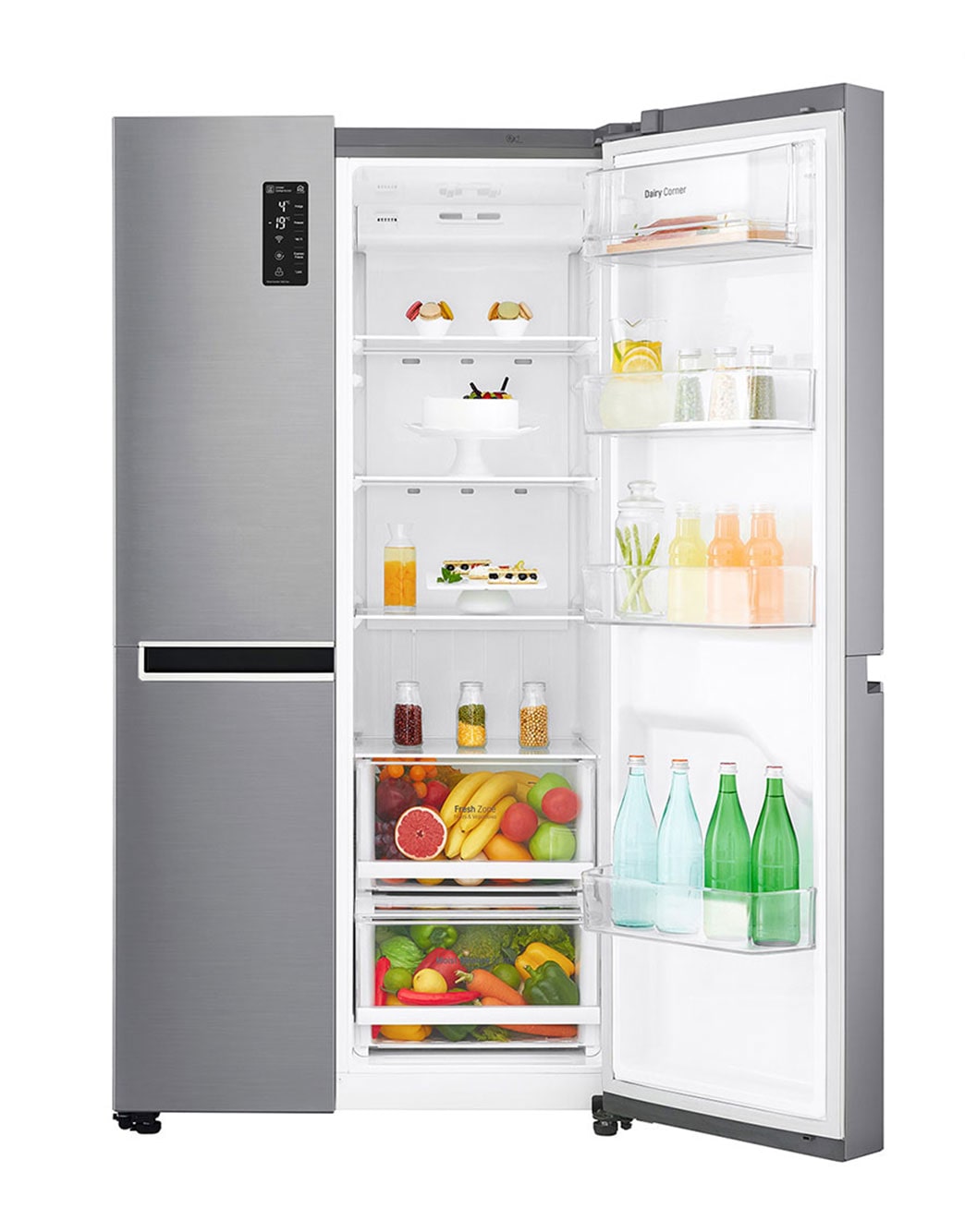 LG Side by Side Refrigerator, Platinum Silver, Inverter Linear