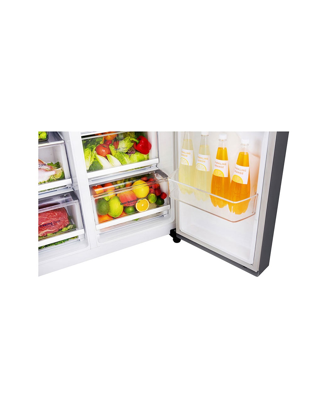 LG Side by Side Refrigerator, Platinum Silver, Inverter Linear