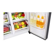 LG Side by Side Refrigerator, Platinum Silver, Inverter Linear Compressor, Mega Capacity, Smart Diagnosis™, GR-B257SLLV, thumbnail 3