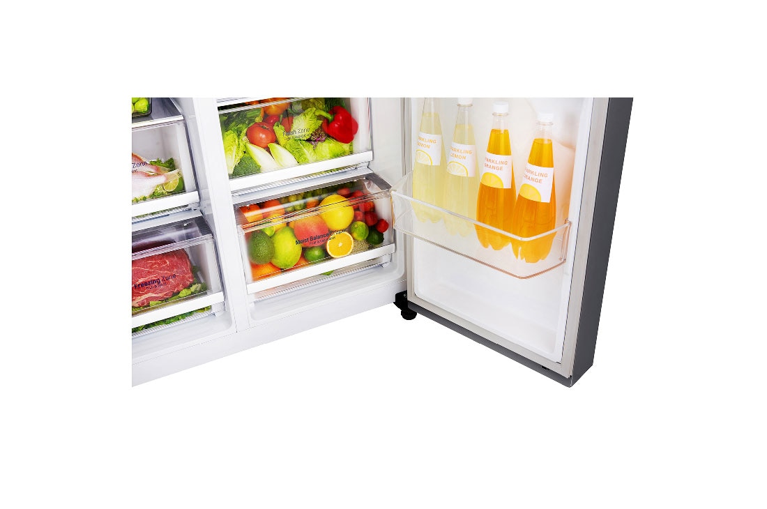LG Side by Side Refrigerator, Platinum Silver, Inverter Linear Compressor, Mega Capacity, Smart Diagnosis™, GR-B257SLLV, thumbnail 4