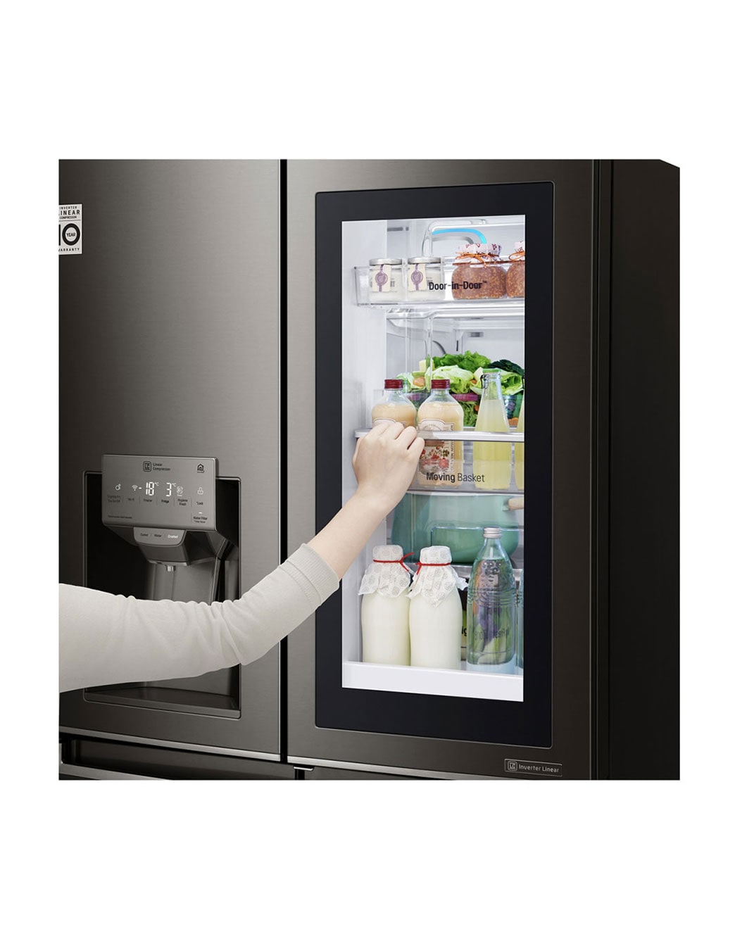 LG 4 Door Refrigerator, Black Stainless Steel, InstaView™ DoorinDoor