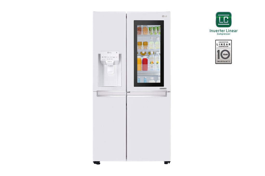 LG Side by Side Refrigerator, InstaView Door-in-Door™, White Color, Hygiene FRESH+™, ThinQ™, GR-X257CVVV