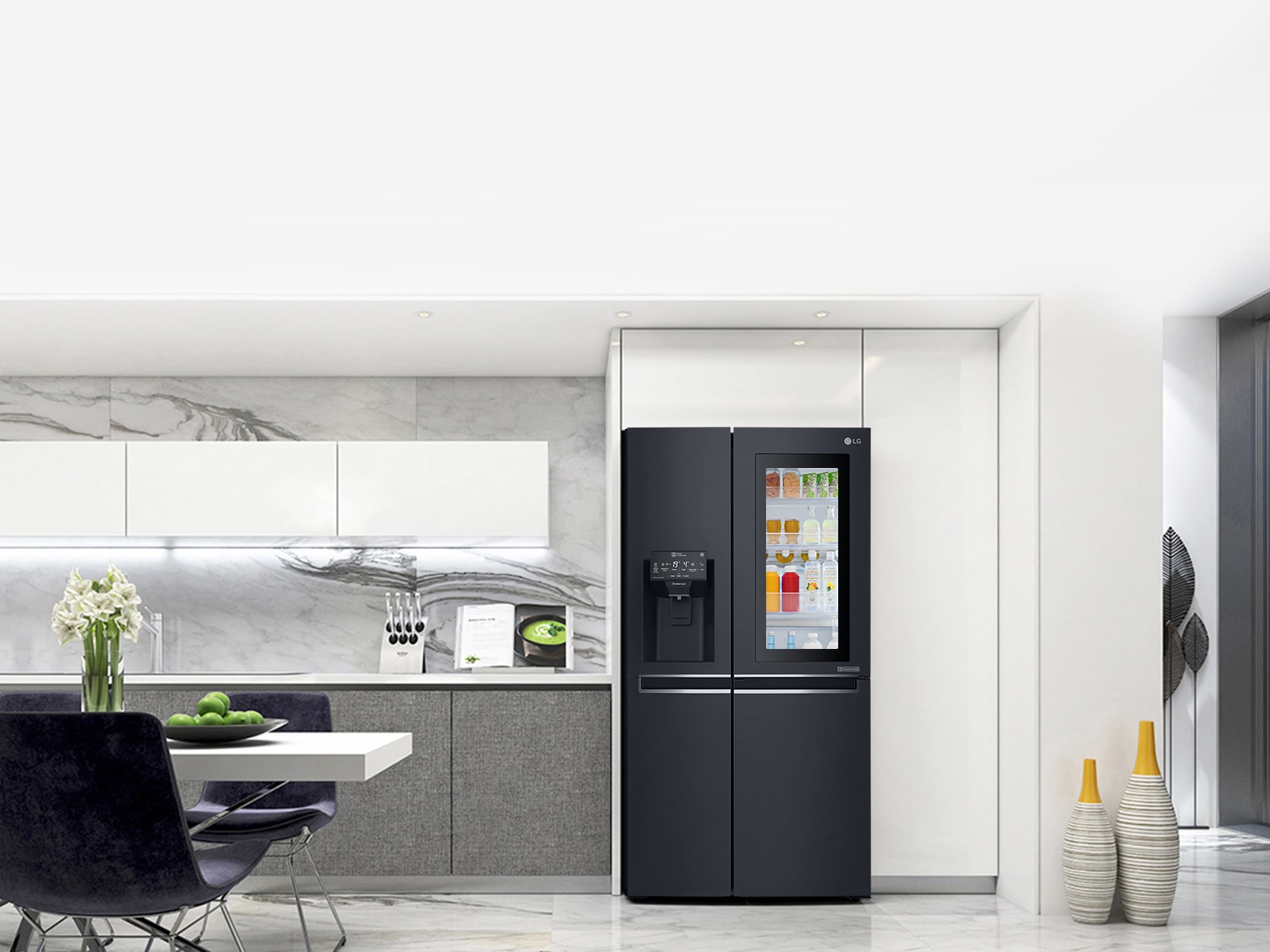 LG InstaView™ Double Door Fridge, 761L, Matte Black LG UAE