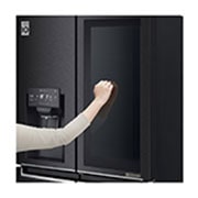 LG Slim French Door Fridge, InstaView™ Door-in-Door®, Matte Black, Linear Cooling, Hygiene FRESH+™, ThinQ™, Front View Instaview panel off, GR-X29FTQEL, thumbnail 4