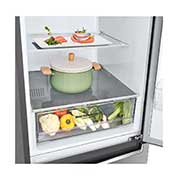 LG Bottom Mount Refrigerator, Platinum Silver, Smart Inverter Compressor, Multi Air Flow, Smart Diagnosis™, front top section open, GR-B479NLJM, thumbnail 3