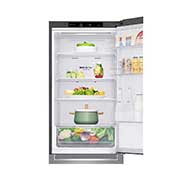 LG Bottom Mount Refrigerator, Platinum Silver, Smart Inverter Compressor, Multi Air Flow, Smart Diagnosis™, front top section open food, GR-B479NLJM, thumbnail 4