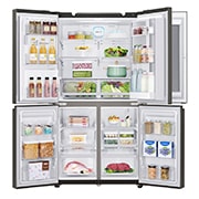 LG 4 Door Refrigerator, InstaView™ Door-in-Door®, Black Stainless Steel, Hygiene FRESH+™, ThinQ™, Front Door Open Food with DID, GR-X39FMKHL, thumbnail 4