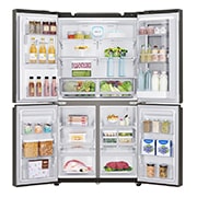 LG InstaView™ French Door Fridge, 716L, Steel, Front Door Open Food, GR-X39FMKHL, thumbnail 4