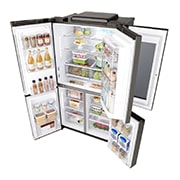 LG InstaView™ French Door Fridge, 716L, Steel, perspective view with food open, GR-X39FMKHL, thumbnail 13