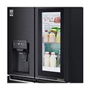LG Slim Fridge, French Door InstaView™, 423L, Black, Front View Instaview panel on, GR-X29FTQEL, thumbnail 4