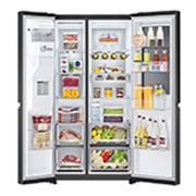 LG InstaView™ ThinQ™ Side by Side Refrigerator, UVnano™, LINEARCooling™, ThinQ™, front open view, GR-X267CQES, thumbnail 15