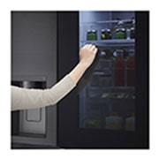 LG InstaView™ ThinQ™ Side by Side Refrigerator, UVnano™, LINEARCooling™, ThinQ™, Front detail 2, GR-X267CQES, thumbnail 4