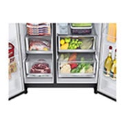 LG InstaView™ ThinQ™ Side by Side Refrigerator, UVnano™, LINEARCooling™, ThinQ™, Freshzone detail , GR-X267CQES, thumbnail 6