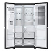 LG Side-by-Side InstaView™, Black fridge, Front open empty view, GR-X267CQEW, thumbnail 10